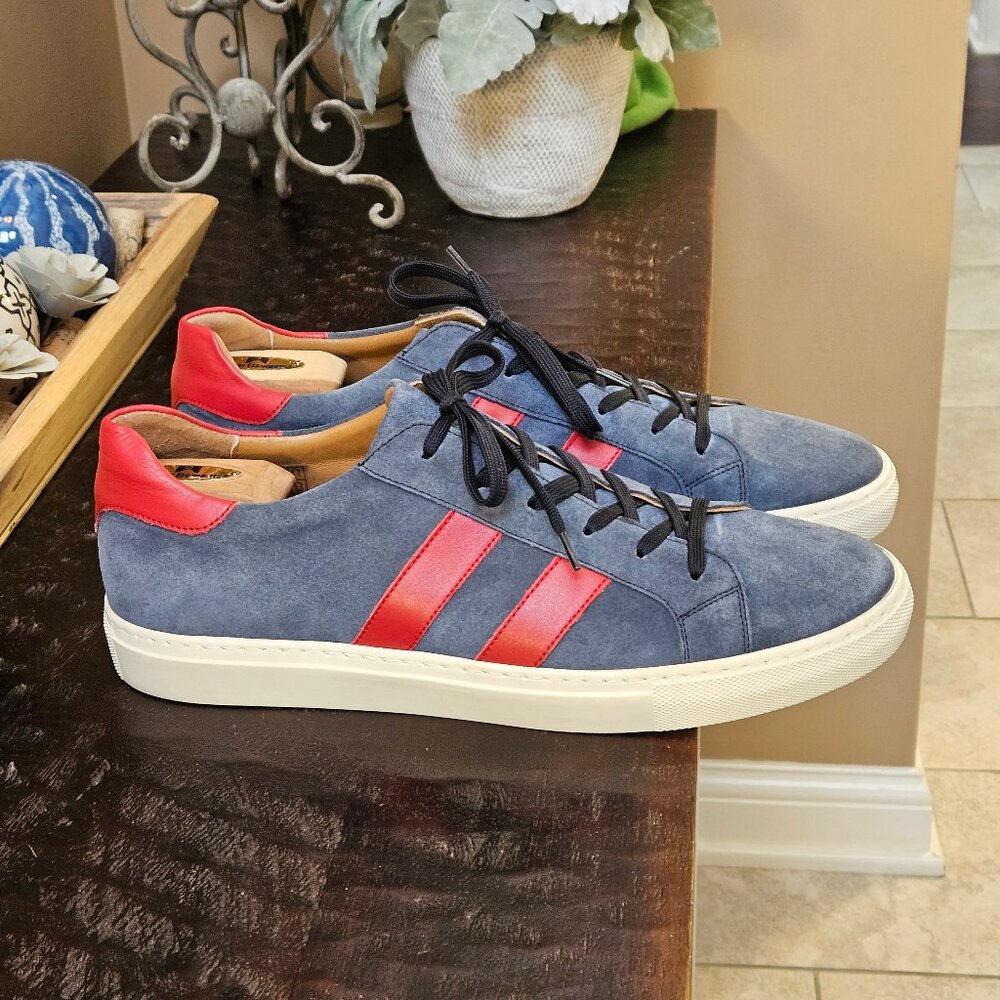 Vella Pais Men's Soft Suede Sneakers, Blue/Red, Sz 13